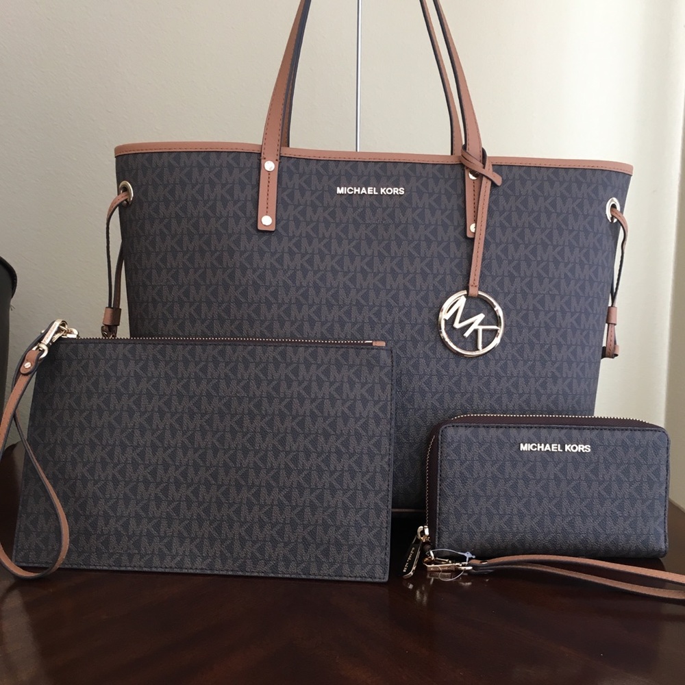 3PCS Michael Kors Large Tote clutch & wallet - Picture 3 of 8